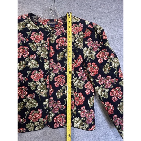 Herman Geist Navy Floral Skirt Set Quilted Jacket Midi Skirt Vintage Size 10 - Picture 10 of 16